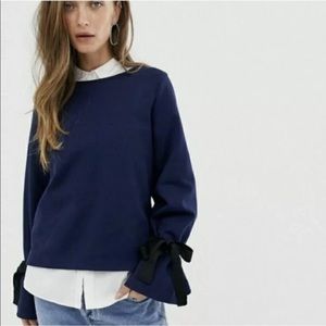 J. Crew Tie Sleeve Sweatshirt Top